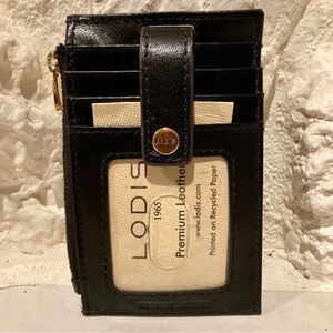 NWT Black Lodis 1965 genuine leather card holder and zipped mini wallet.